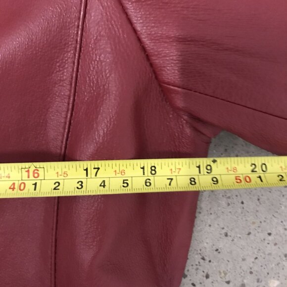 Vintage Womens Red Mid Length Leather Overcoat Size 8 NWOT - Picture 9 of 10